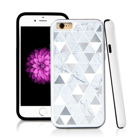 iPhone 6 case Triangle grid pattern white marble in Shiny Metal with hard plastic & rubber protective cover