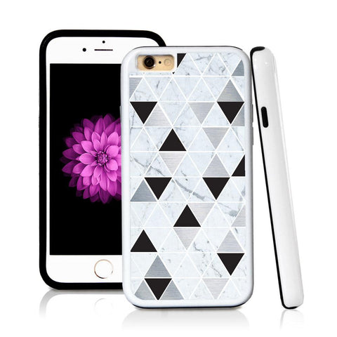 iPhone 6 case Triangle grid pattern white marble in Shiny Metal with hard plastic and rubber protective cover