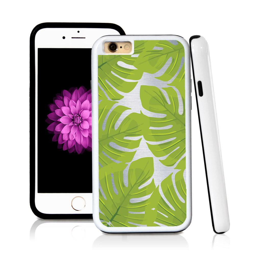 iPhone 6 case Tropical leaves green wide in Shiny Metal with hard plastic and rubber protective cover