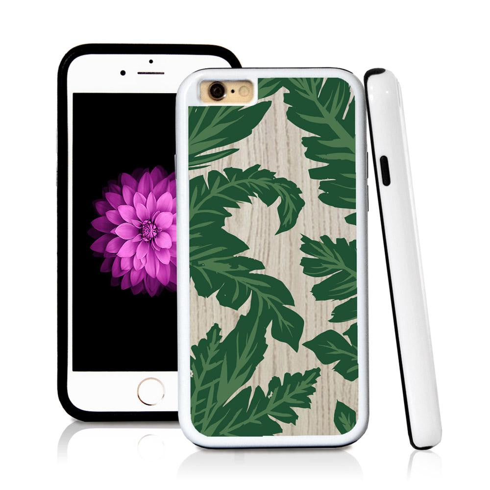 iPhone 6 case Palm leaves green in Light Wood Texture with hard plastic & rubber protective cover