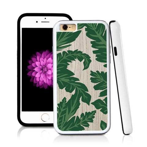 iPhone 6 case Palm leaves green in Light Wood Texture with hard plastic and rubber protective cover