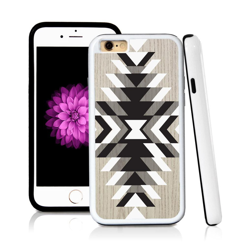 iPhone 6 case Aztec sunrays from middle in Light Wood Texture with hard plastic & rubber protective cover