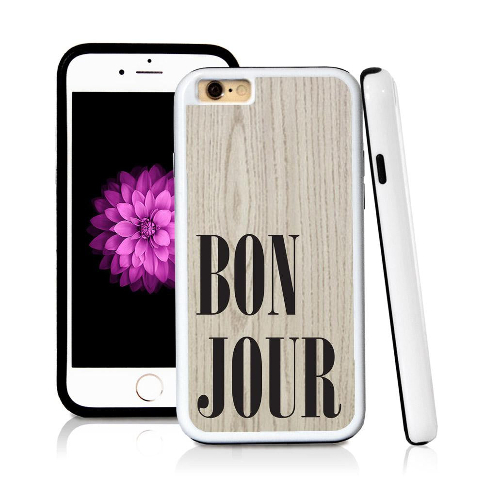 iPhone 6 case Bonjour type in Light Wood Texture with hard plastic and rubber protective cover