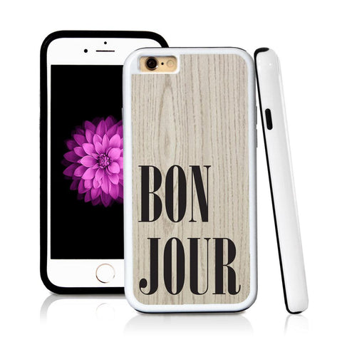 iPhone 6 case Bonjour type in Light Wood Texture with hard plastic and rubber protective cover