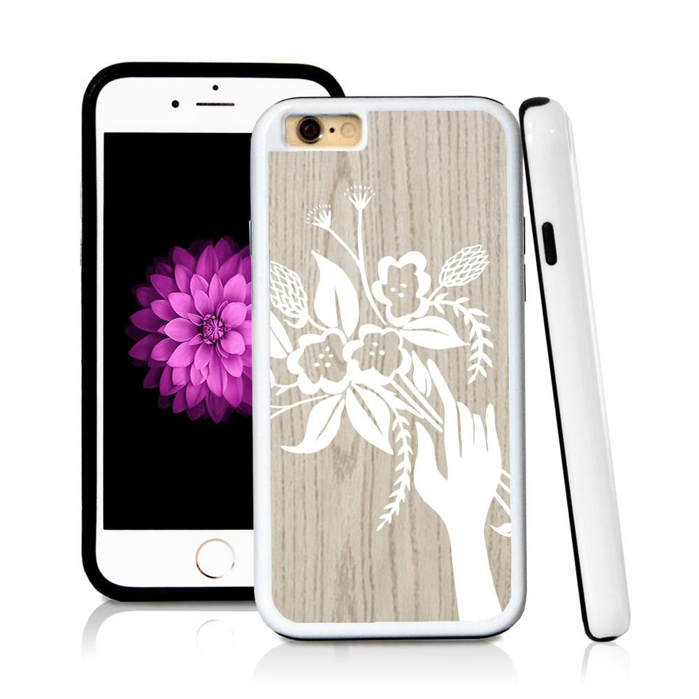 iPhone 6 case Boquette illustration in Light Wood Texture with hard plastic & rubber protective cover