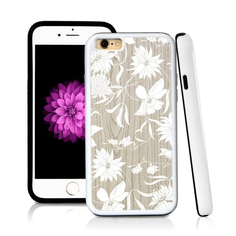 iPhone 6 case Botanical flowers in Light Wood Texture with hard plastic & rubber protective cover