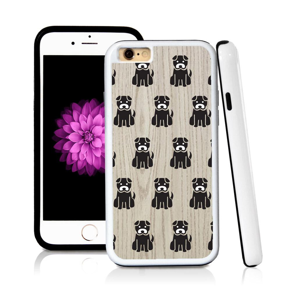 iPhone 6 case Dog sitting in Light Wood Texture with hard plastic & rubber protective cover