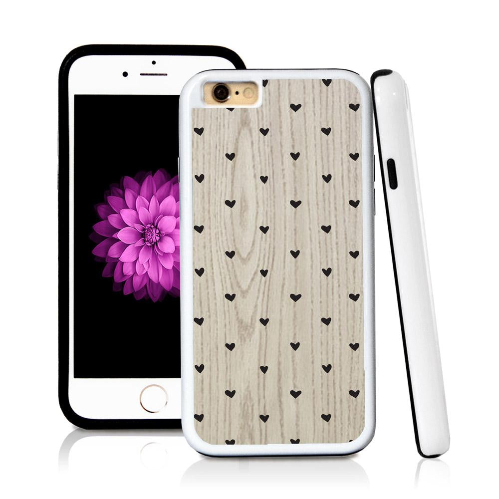 iPhone 6 case Heart pattern in Light Wood Texture with hard plastic and rubber protective cover