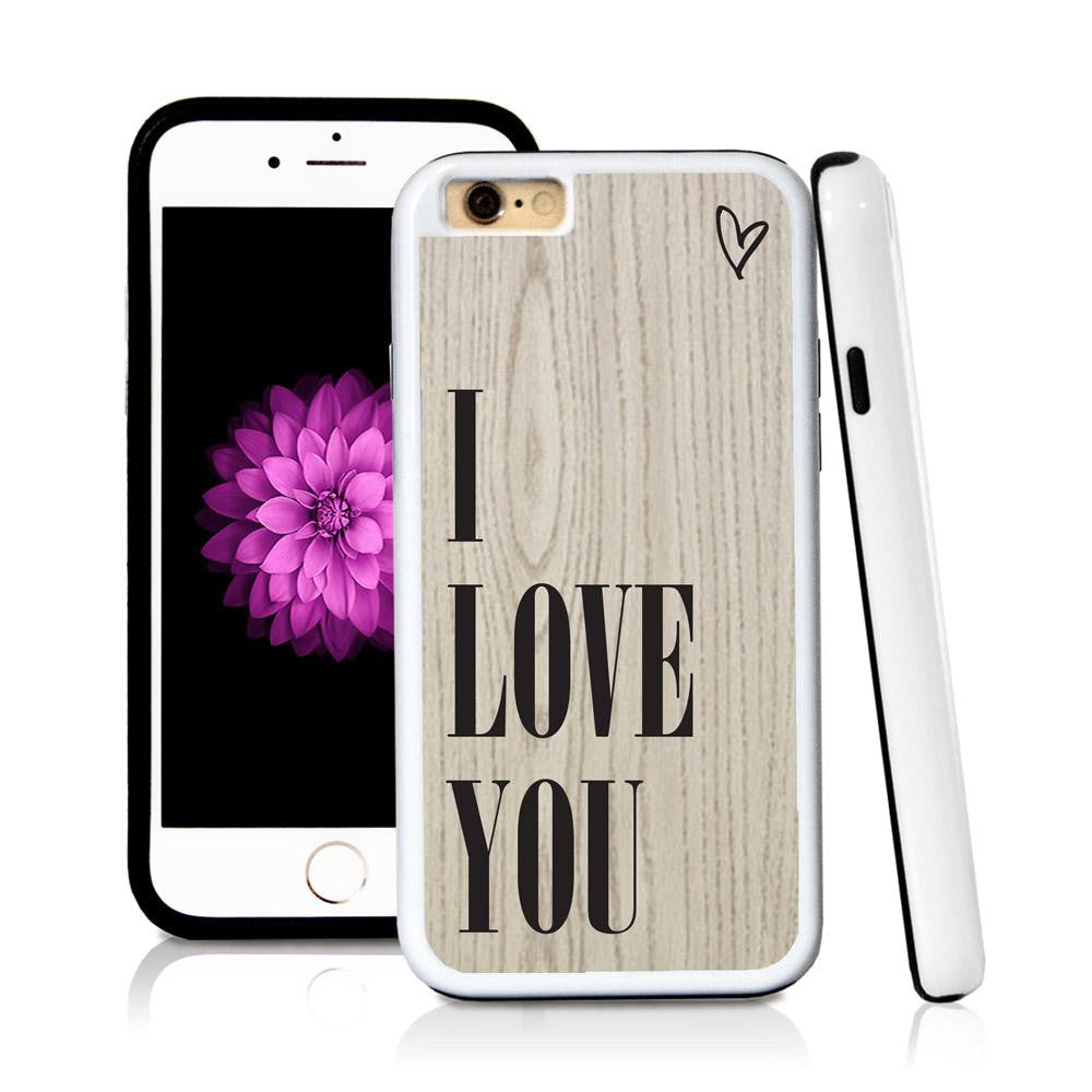 iPhone 6 case I love you in Light Wood Texture with hard plastic and rubber protective cover