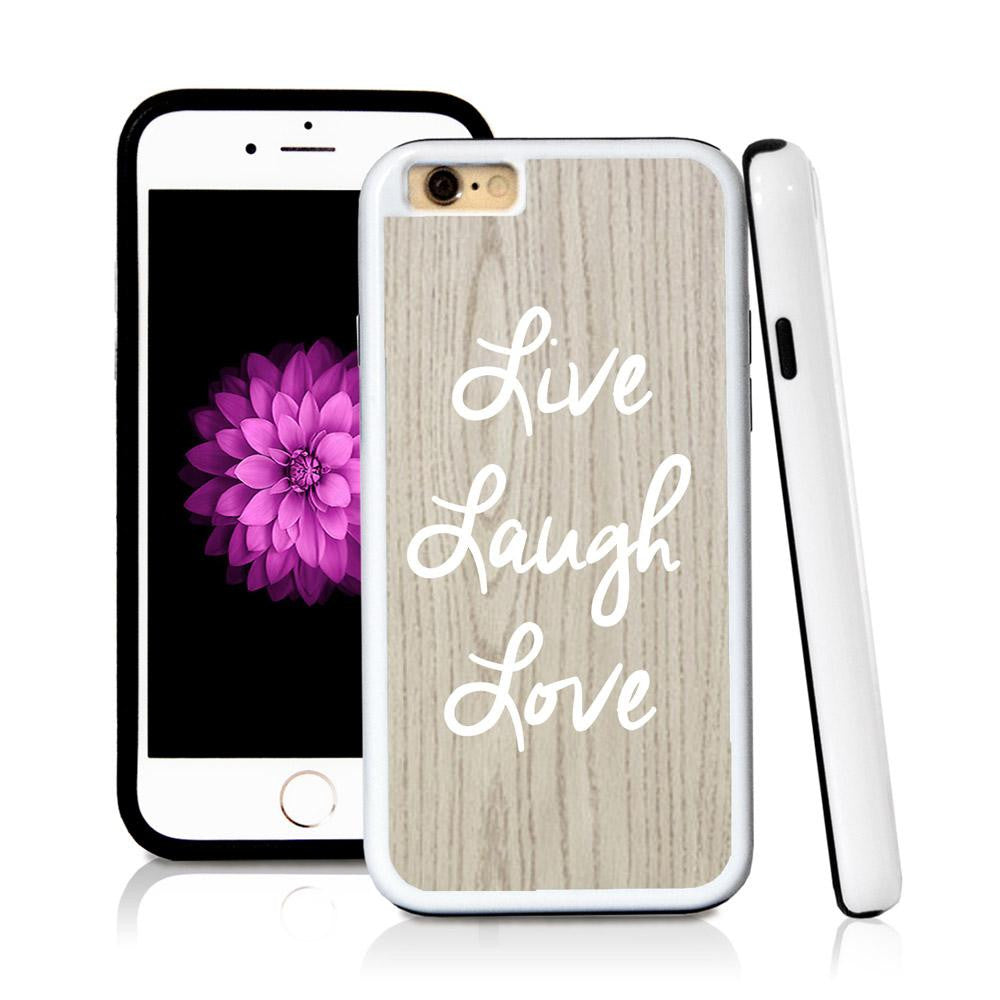 iPhone 6 case Live laugh love in Light Wood Texture with hard plastic & rubber protective cover