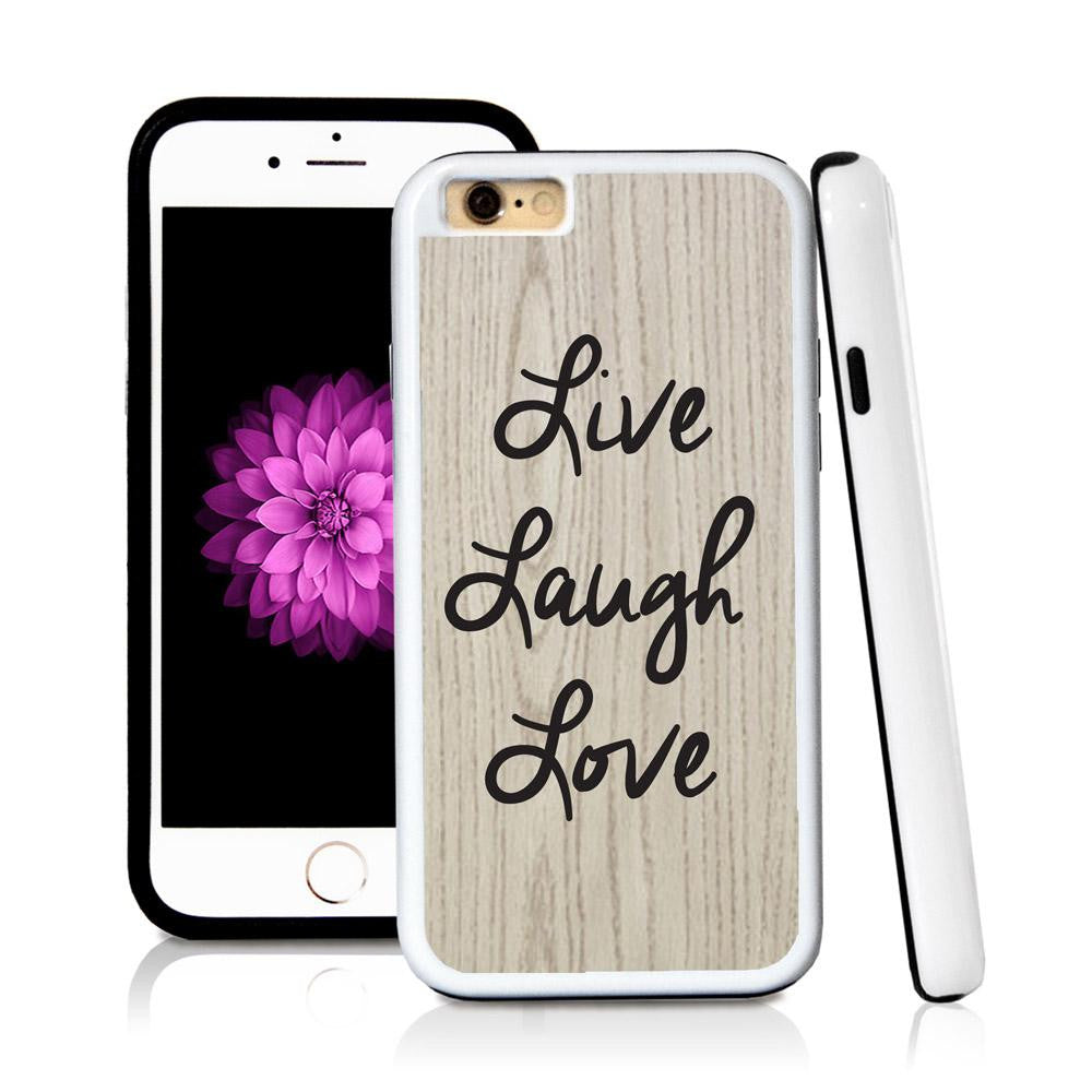 iPhone 6 case Live laugh love in Light Wood Texture with hard plastic and rubber protective cover