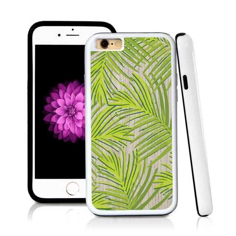 iPhone 6 case Palm leaves green in Light Wood Texture with hard plastic & rubber protective cover