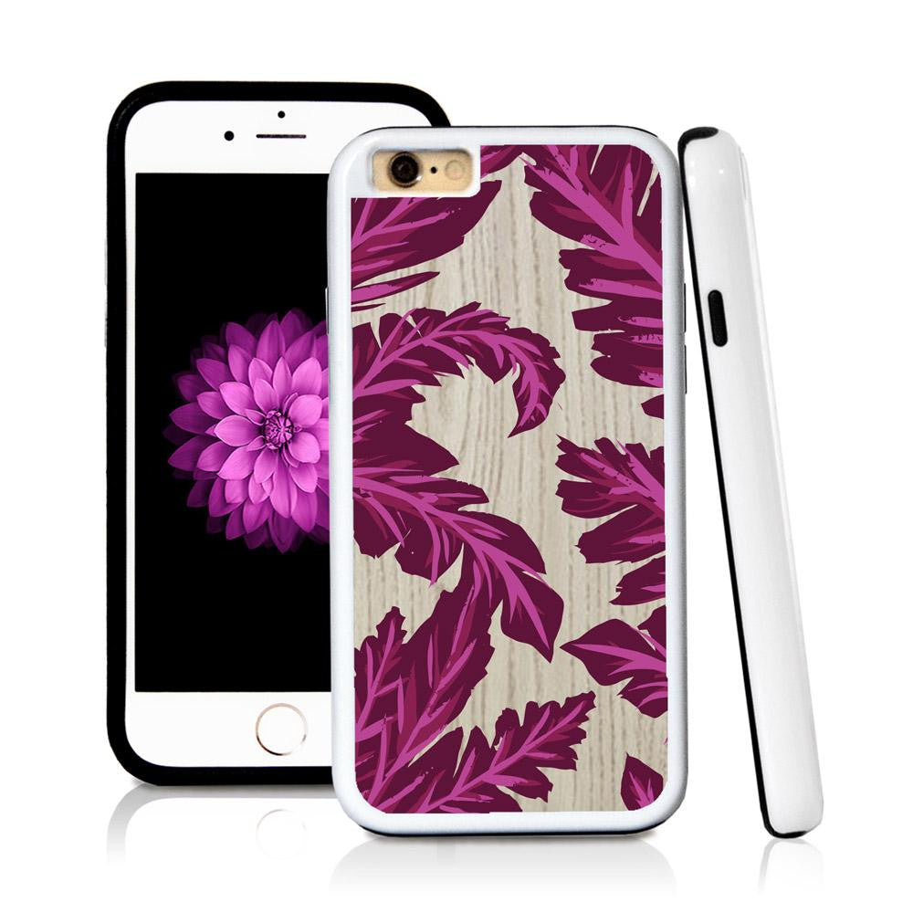 iPhone 6 case Palm leaves purple in Light Wood Texture with hard plastic & rubber protective cover