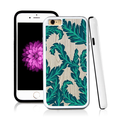 iPhone 6 case Palm leaves turquoise in Light Wood Texture with hard plastic & rubber protective cover