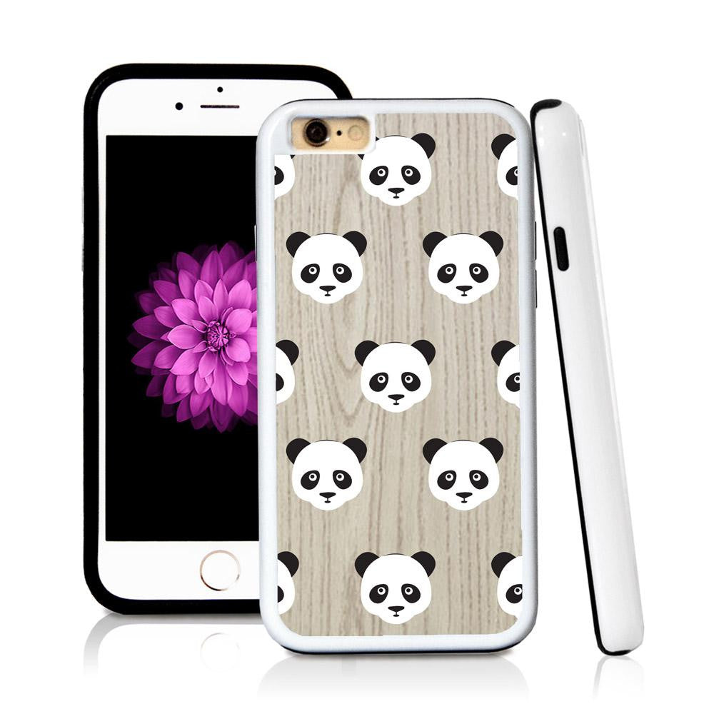 iPhone 6 case Pandas in Light Wood Texture with hard plastic & rubber protective cover