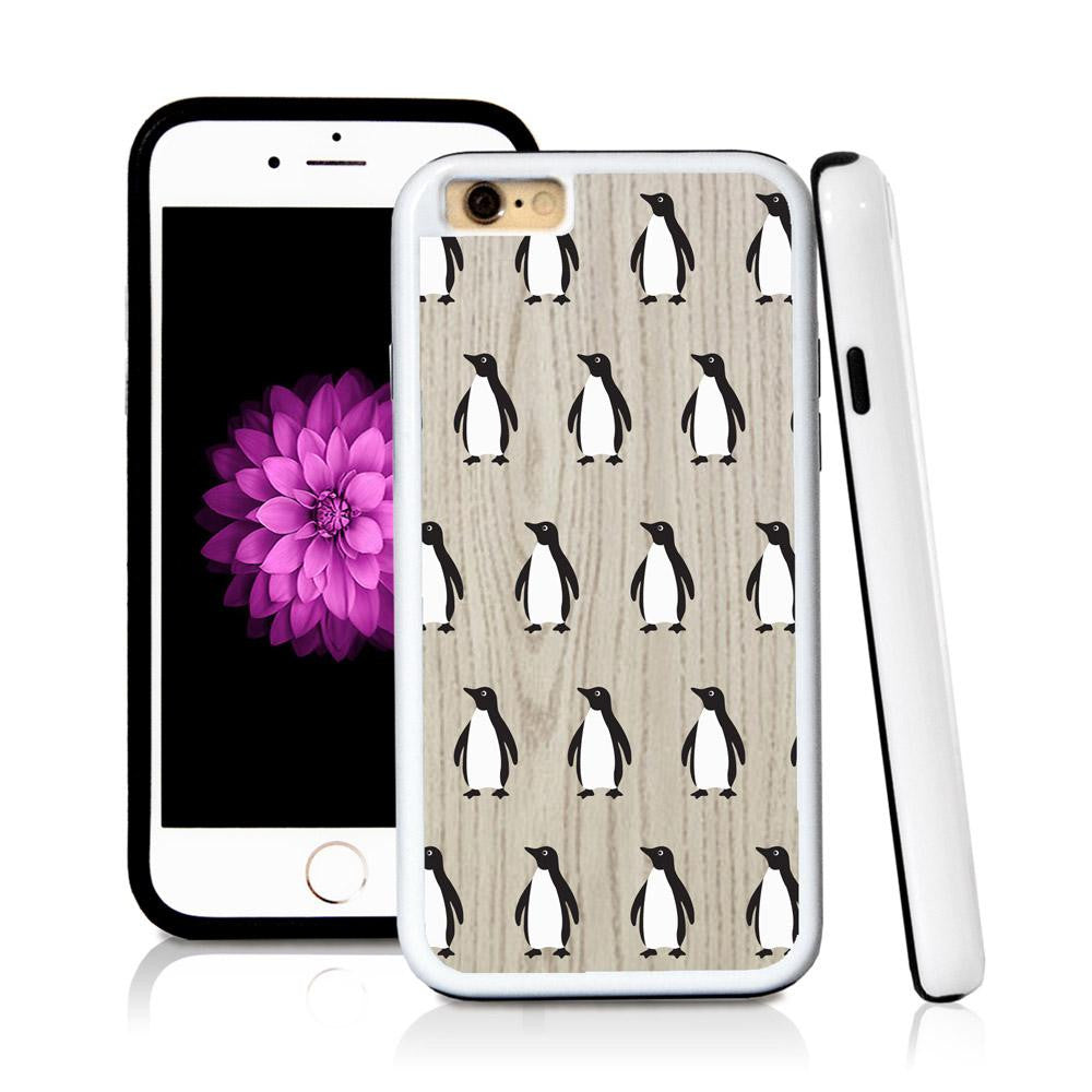 iPhone 6 case Penguin in Light Wood Texture with hard plastic & rubber protective cover