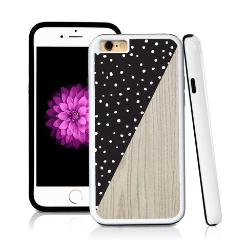 iPhone 6 case Split screen polka dot black in Light Wood Texture with hard plastic & rubber protective cover