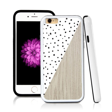 iPhone 6 case Split screen polka dot white in Light Wood Texture with hard plastic & rubber protective cover