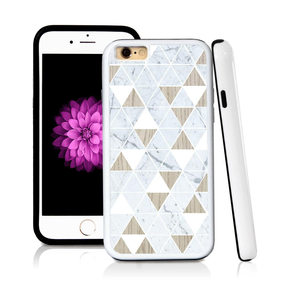 iPhone 6 case Triangle grid pattern white marble in Light Wood Texture with hard plastic & rubber protective cover