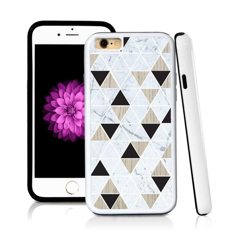 iPhone 6 case Triangle grid pattern white marble in Light Wood Texture with hard plastic and rubber protective cover