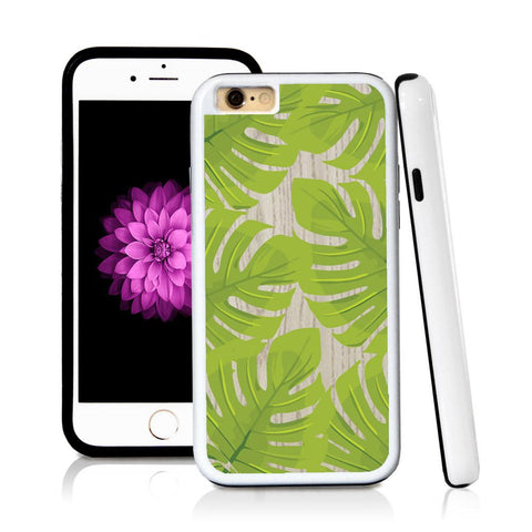 iPhone 6 case Tropical leaves green wide in Light Wood Texture with hard plastic & rubber protective cover