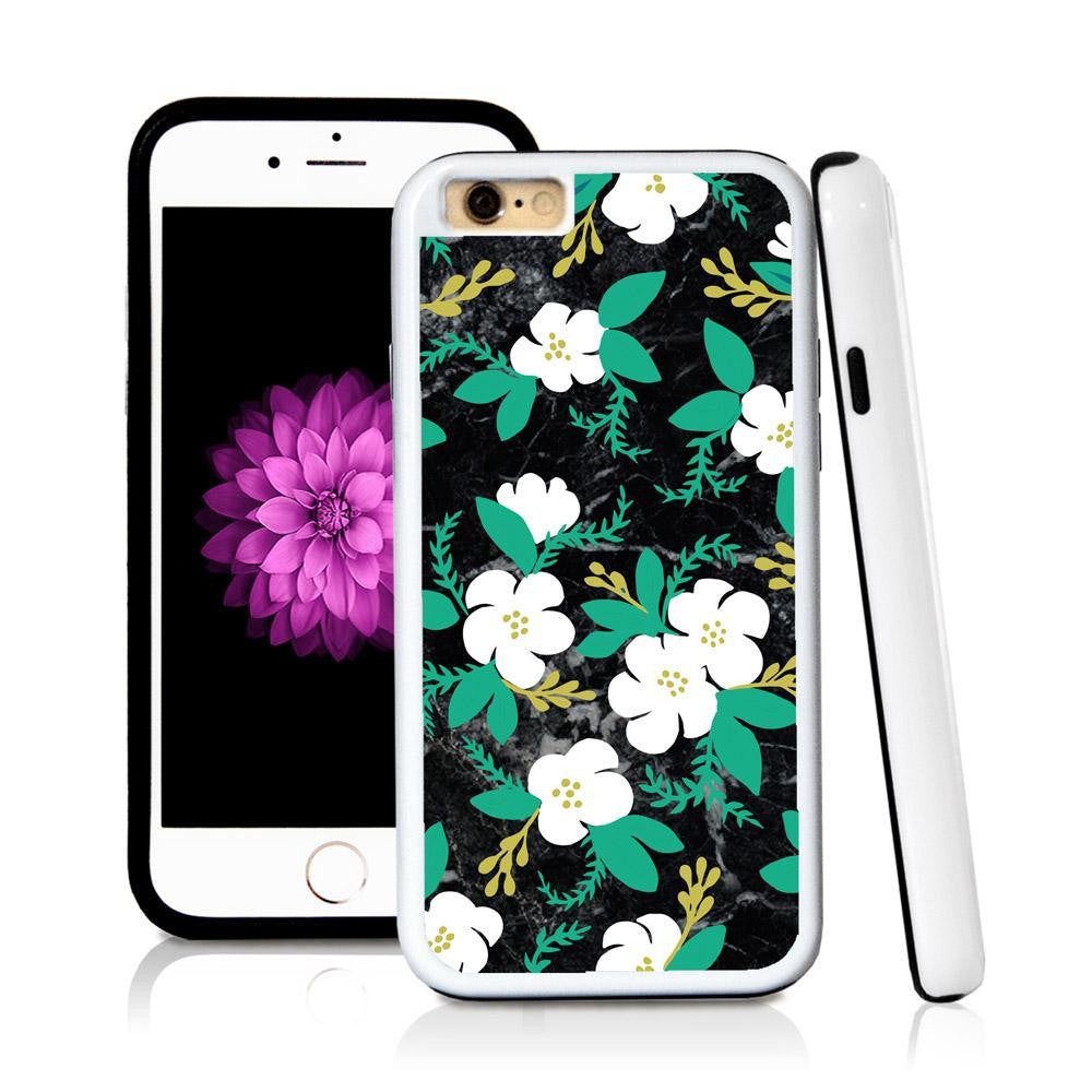 iPhone 6 case Flower cartoony painted green in Royal Blue with hard plastic & rubber protective cover