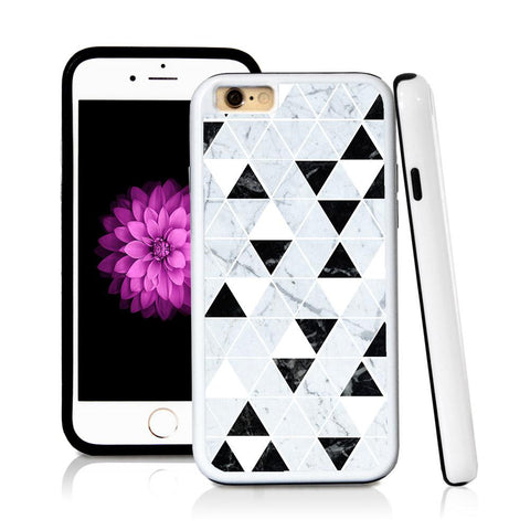 iPhone 6 case Triangle grid pattern white marble in Royal Blue with hard plastic & rubber protective cover