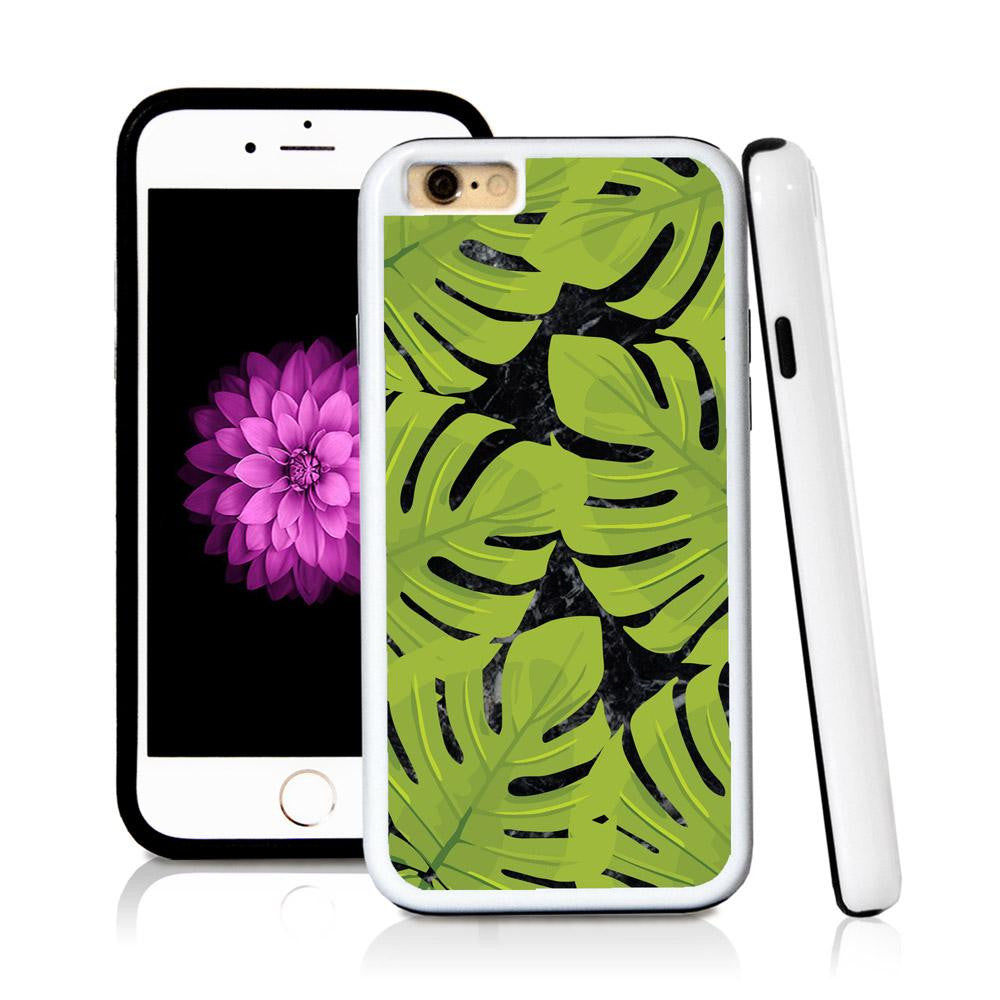 iPhone 6 case Tropical leaves green wide in Royal Blue with hard plastic & rubber protective cover