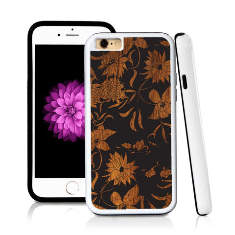 iPhone 6 case Botanical flowers in Wood Texture with hard plastic and rubber protective cover