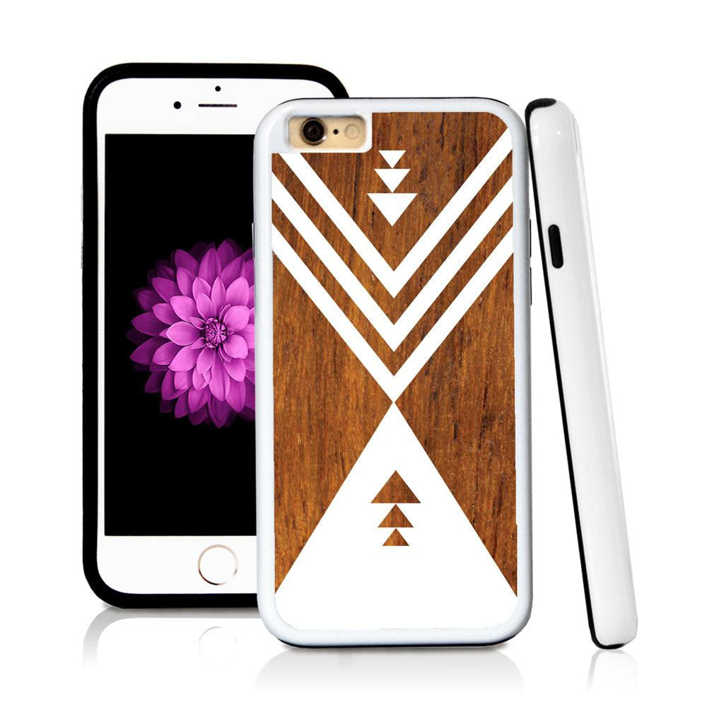 iPhone 6 case Aztec triangle in Wood Texture with hard plastic & rubber protective cover