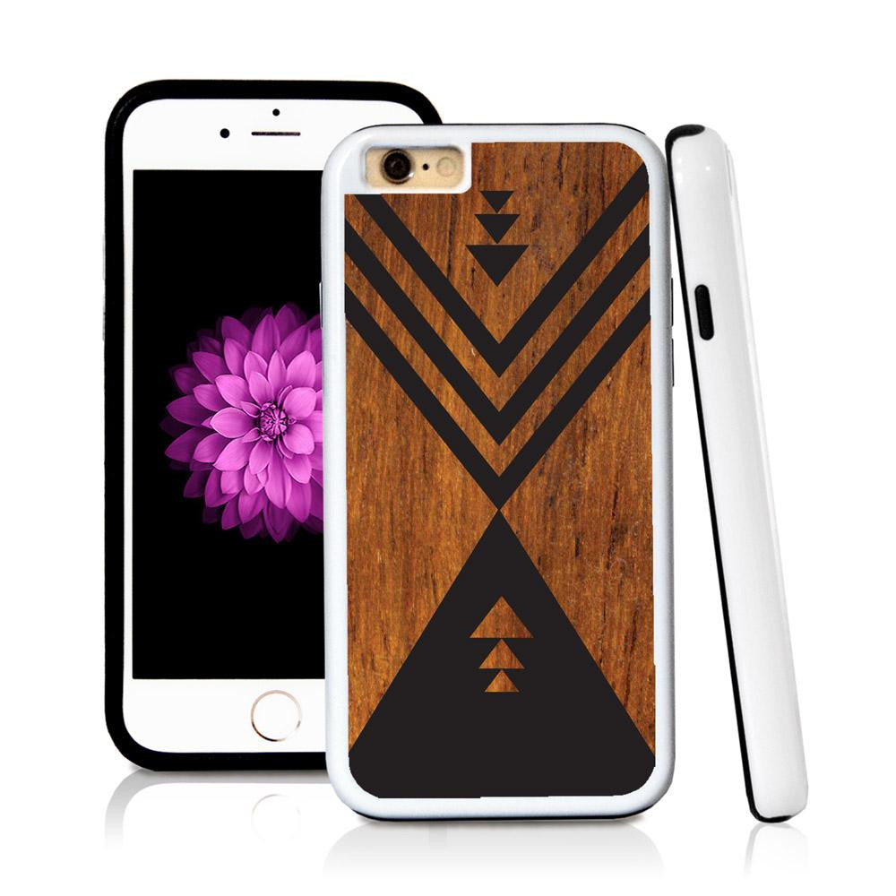 iPhone 6 case Aztec triangle in Wood Texture with hard plastic and rubber protective cover