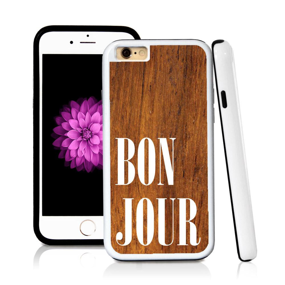 iPhone 6 case Bonjour type in Wood Texture with hard plastic & rubber protective cover