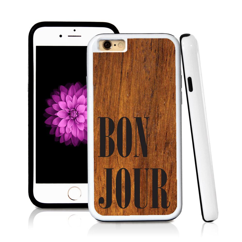 iPhone 6 case Bonjour type in Wood Texture with hard plastic and rubber protective cover