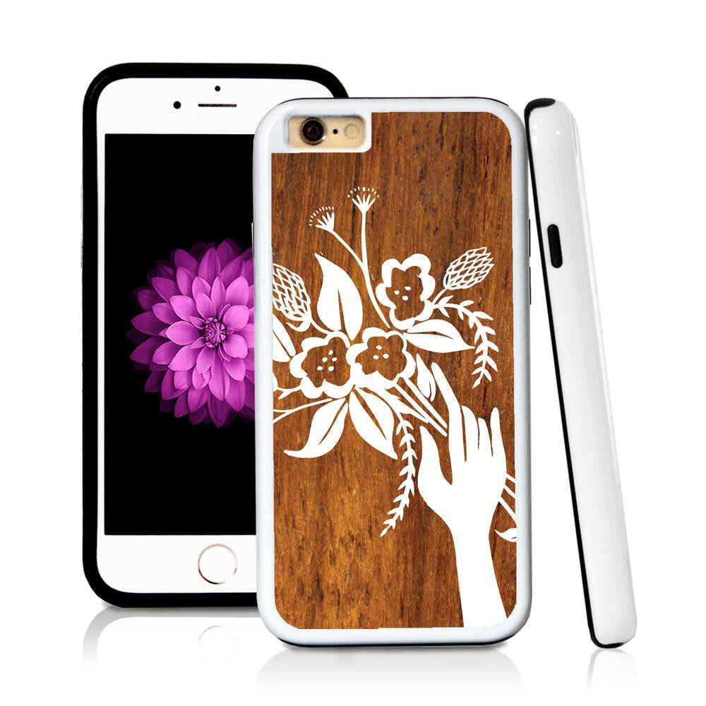 iPhone 6 case Boquette illustration in Wood Texture with hard plastic & rubber protective cover