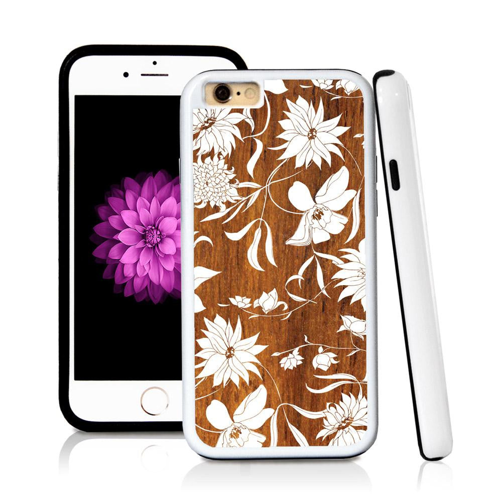 iPhone 6 case Botanical flowers in Wood Texture with hard plastic & rubber protective cover