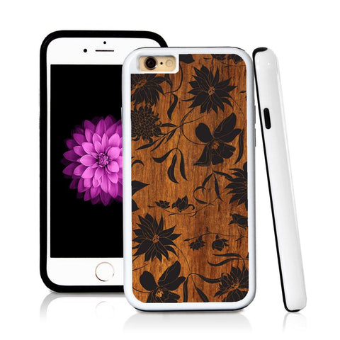 iPhone 6 case Botanical flowers in Wood Texture with hard plastic and rubber protective cover