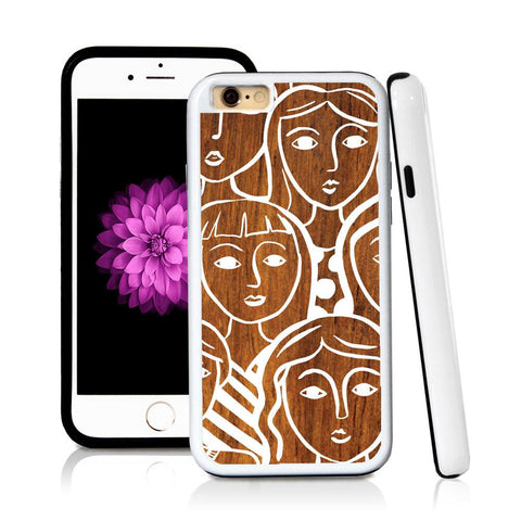 iPhone 6 case Face illustrations in Wood Texture with hard plastic & rubber protective cover