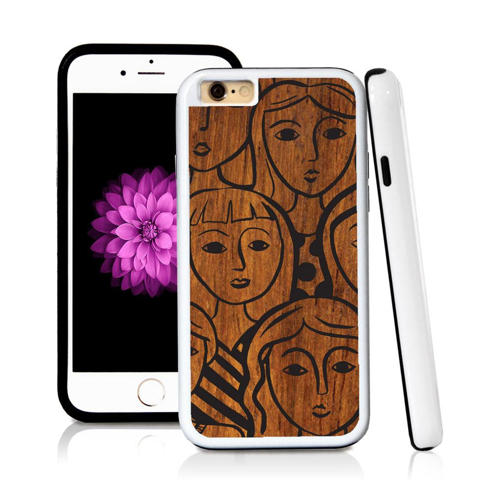 iPhone 6 case Face illustrations in Wood Texture with hard plastic and rubber protective cover