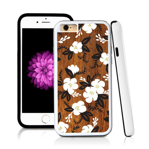 iPhone 6 case Flower cartoony painted in Wood Texture with hard plastic & rubber protective cover