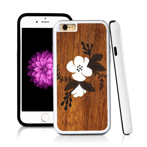 iPhone 6 case Flower cluster centered in Wood Texture with hard plastic & rubber protective cover