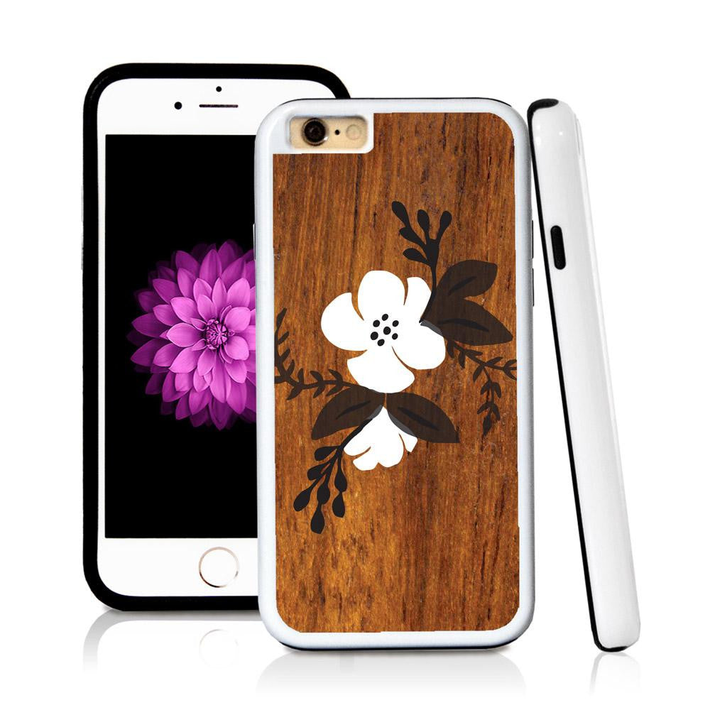 iPhone 6 case Flower cluster centered in Wood Texture with hard plastic and rubber protective cover