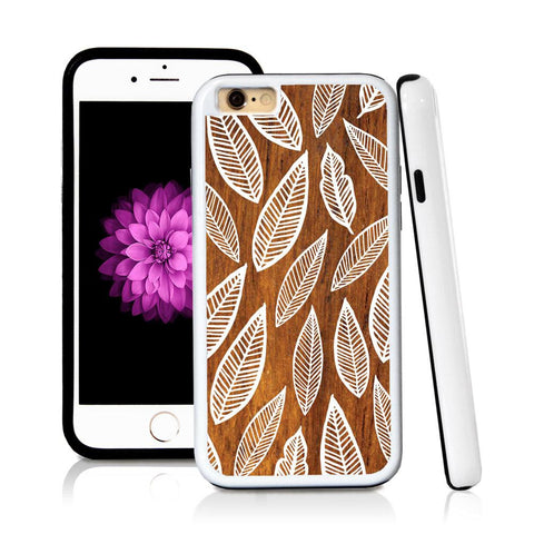 iPhone 6 case Leaves illustration pattern in Wood Texture with hard plastic & rubber protective cover