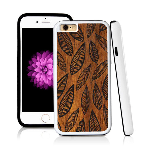 iPhone 6 case Leaves illustration pattern in Wood Texture with hard plastic and rubber protective cover