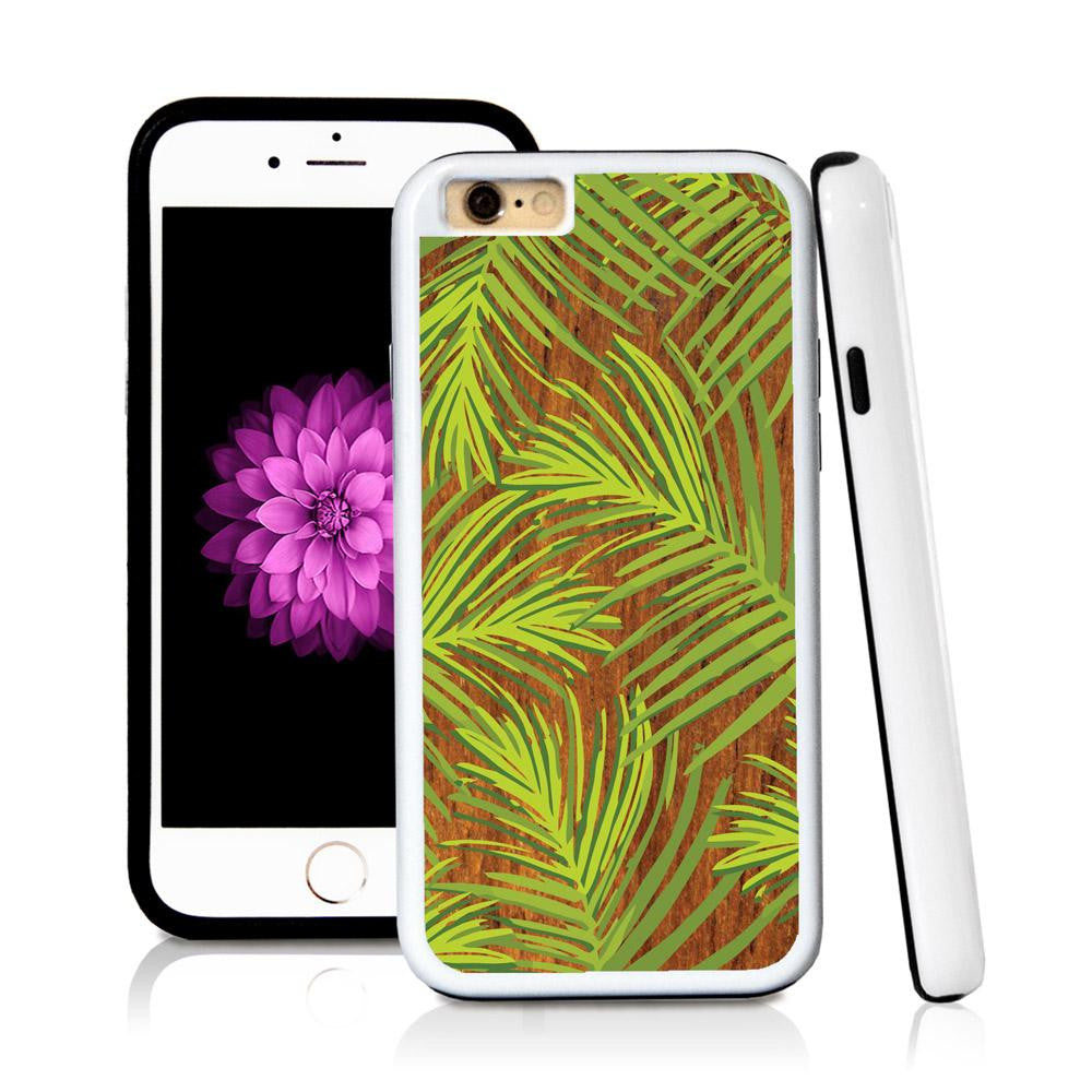 iPhone 6 case Palm leaves green in Wood Texture with hard plastic & rubber protective cover