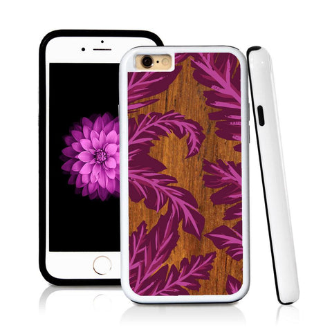 iPhone 6 case Palm leaves purple in Wood Texture with hard plastic & rubber protective cover