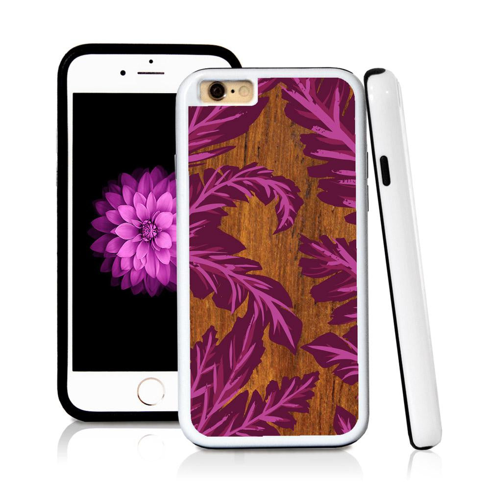 iPhone 6 case Palm leaves purple in Wood Texture with hard plastic and rubber protective cover