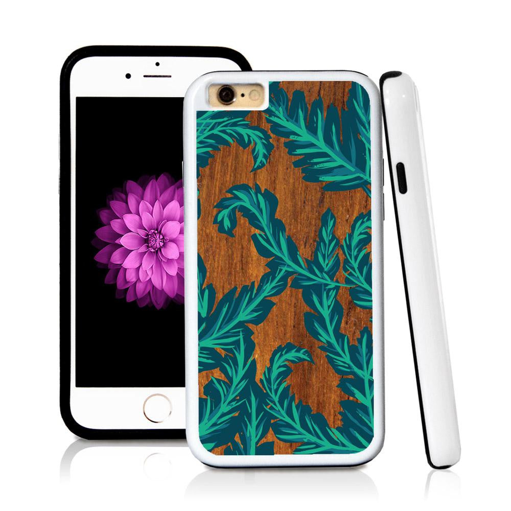 iPhone 6 case Palm leaves turquoise in Wood Texture with hard plastic & rubber protective cover