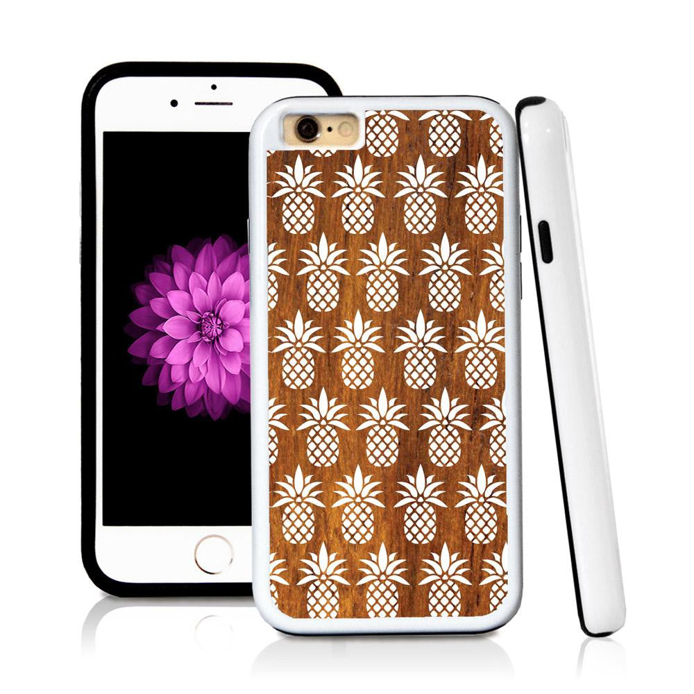 iPhone 6 case Pineapple pattern in Wood Texture with hard plastic & rubber protective cover