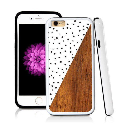 iPhone 6 case Split screen polka dot white in Wood Texture with hard plastic & rubber protective cover