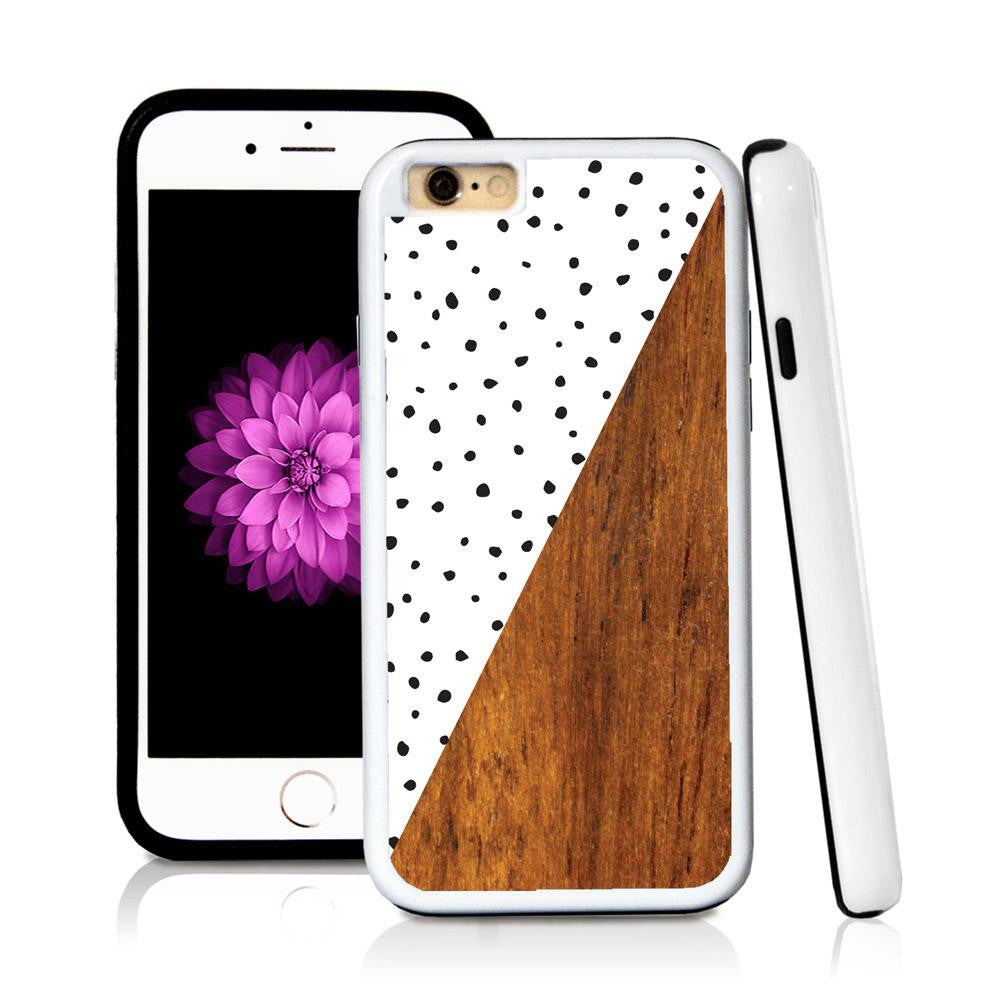 iPhone 6 case Split screen polka dot white in Wood Texture with hard plastic and rubber protective cover